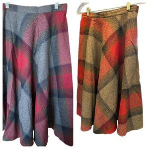 Vintage Chequers 1960’s Union Made USA Red,Black,Grey Plaid Wool Skirt 11/12